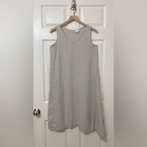 Pure J. Jill Taupe Linen Sleeveless Shift Tank Dress XSP Lagenlook Beach Coastal